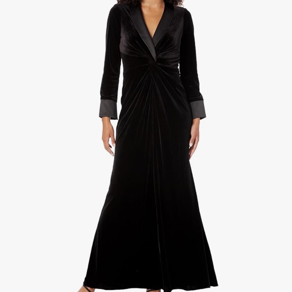 Adrianna Papell womens velvet tuxedo gown dress